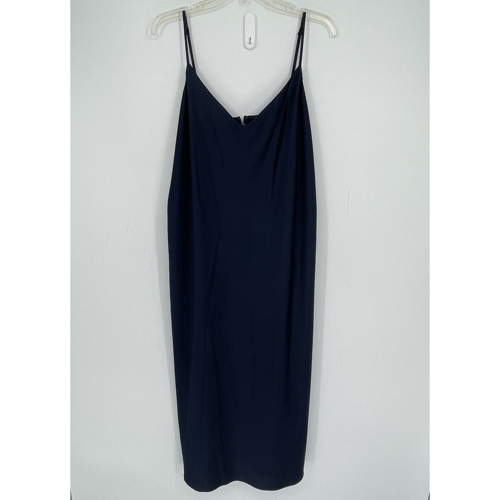 J.Crew Women's Navy Blue Spaghetti Strap Midi Slip Dress Size 16